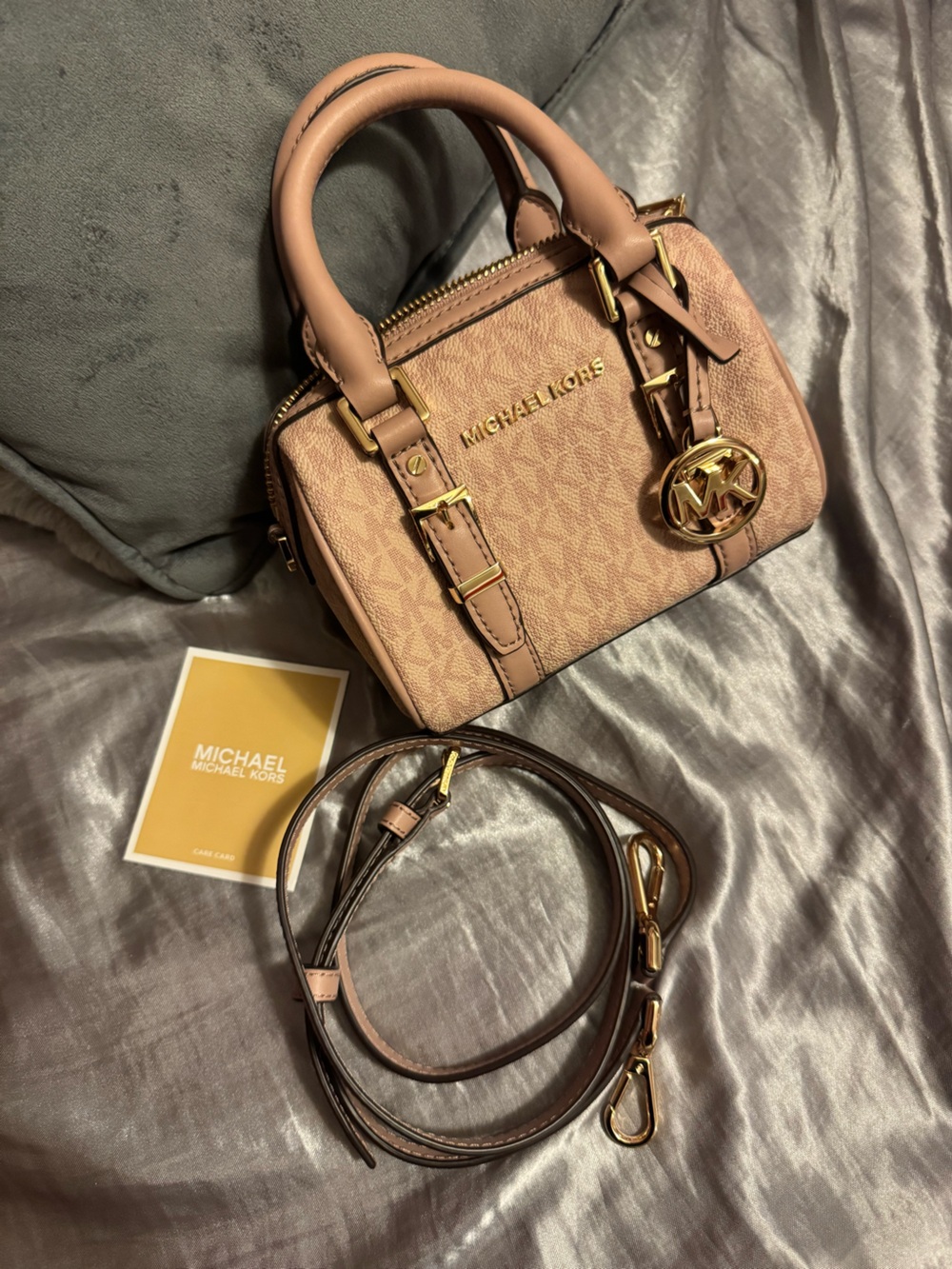 Michael Kors Blush Logo Mini Satchel with Gold Hardware
